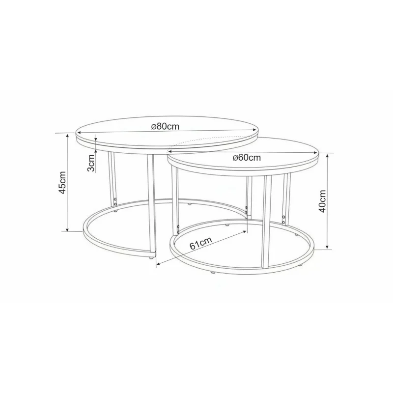 Coffee table Ferrante Glossy Ceramic marble effect set/2pcs 80-140x80