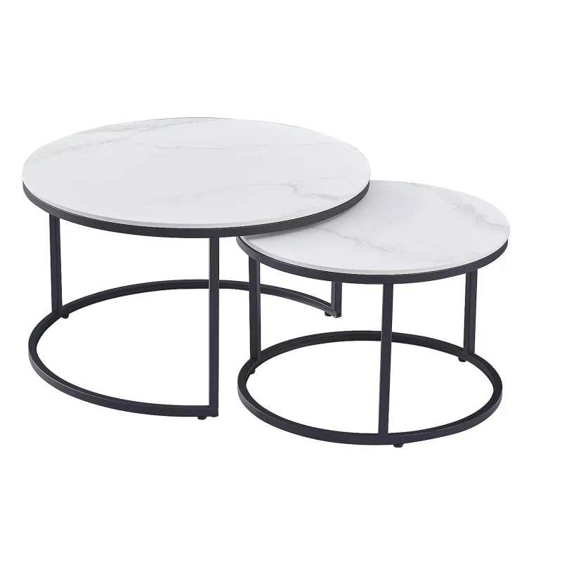 Coffee table Ferrante Glossy Ceramic marble effect set/2pcs 80-140x80