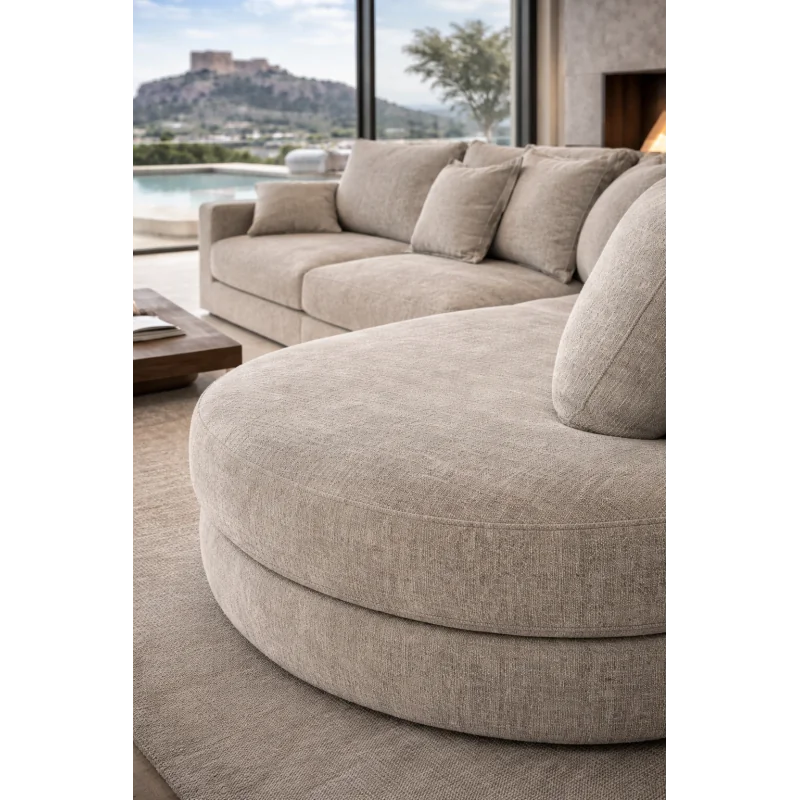 Corner sofa modular Drop open round end 315-335-350x260cm & 350x350cm