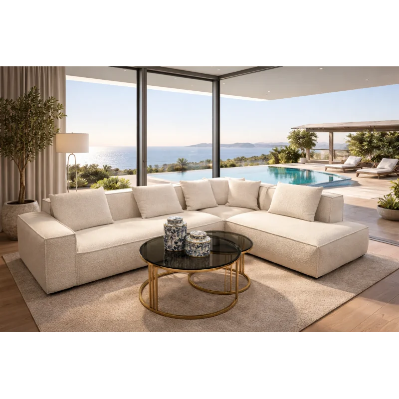 Καναπές γωνία Vellaro Open End με ενα μπράτσο 250-280-320 x 240cm