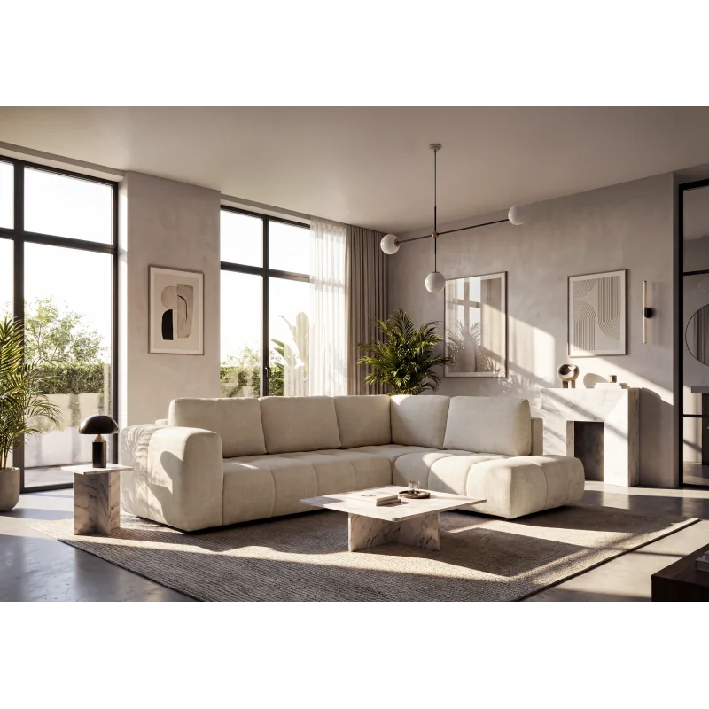 Corner sofa Momo Quilted Open End with Sleeping Function 280 x 215cm