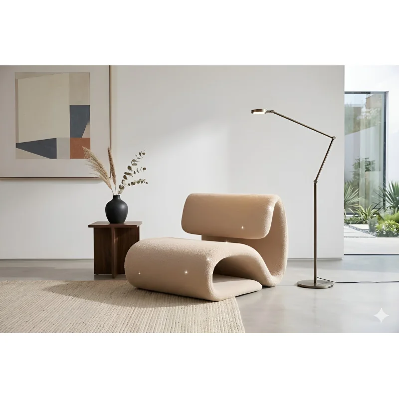 Lounge Chair Dubna by M.Georgsen beige boucle fabric 75 x 92 x 64cm