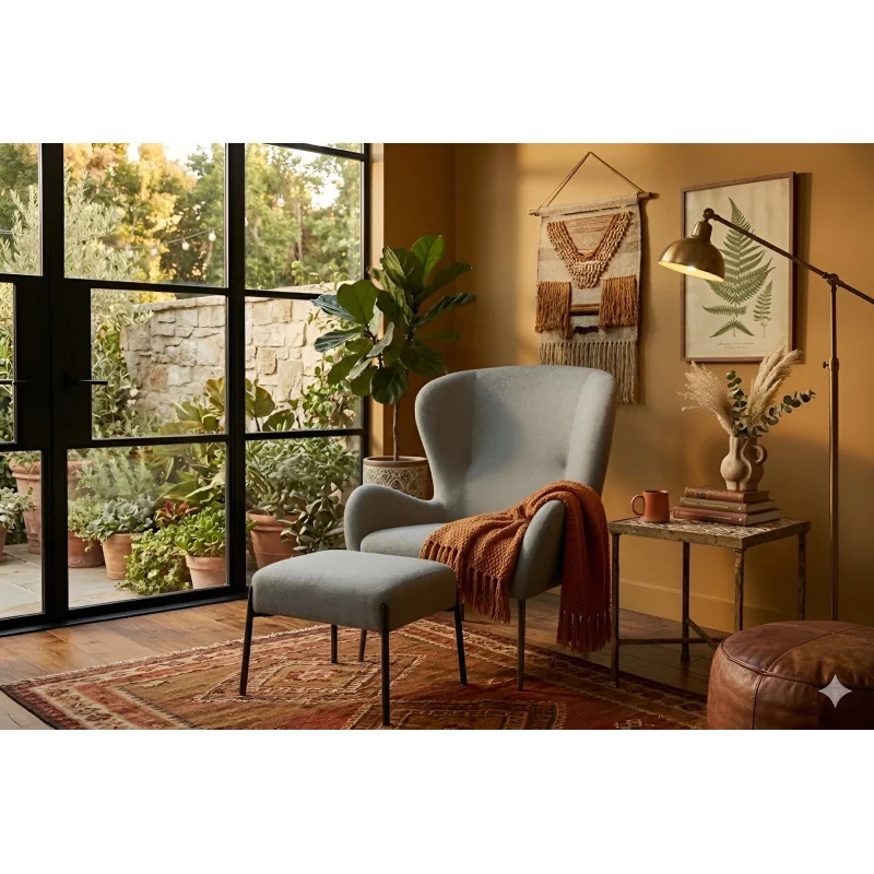 Armchair Glam High Back by Sanne Protin greige boucle 76x86x105cm