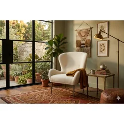 Πολυθρόνα Glam High Back by Sanne Protin υπόλευκο μπουκλέ 76x86x105cm