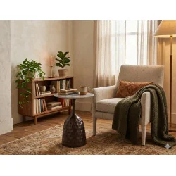 Side table Mutti round antique bronze base & grey ceramic top Ø50x60cm