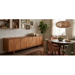 Sideboard Mia 4 doors of solid teak wood 210 x 45 x 60cm