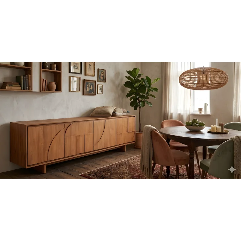Μπουφές Mia με 4 πόρτες από μασίφ ξύλο teak 210 x 45 x 60cm