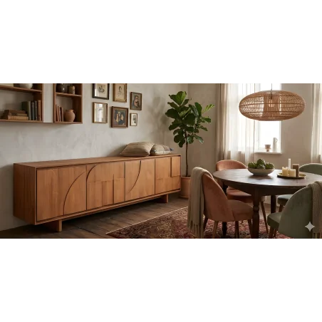 Μπουφές Mia με 4 πόρτες από μασίφ ξύλο teak 210 x 45 x 60cm