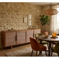 Sideboard Ada 4 doors of solid teak wood 180 x 40 x 63cm