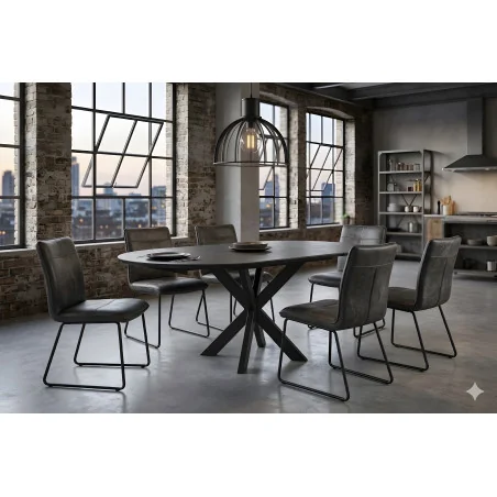 Extendable Round Dining Table Lafayette Quartz stone ⌀120 +45-60-90cm