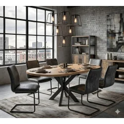 Extendable Round Dining table Lexus of solid oak wood ⌀130 +45-60-90cm