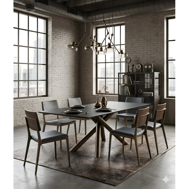 Dining table Style black crystal top 200 x 100cm & 250 - 300 x 120cm
