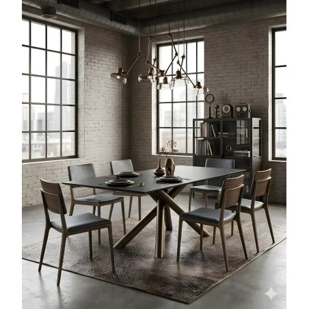 Dining table Style black crystal top 200 x 100cm & 250 - 300 x 120cm