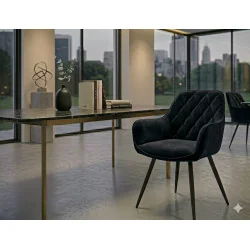 Chair with armrests Linea with black velvet 57 x 58 x 87cm