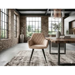 Chair with armrests Linea with beige velvet 57 x 58 x 87cm