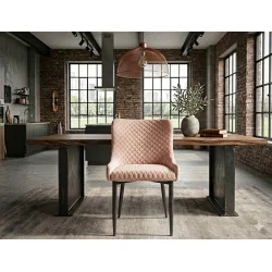 Chair Colin upholstered with beige color velvet 52 x 61 x 82cm