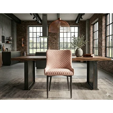 Chair Colin upholstered with beige color velvet 52 x 61 x 82cm