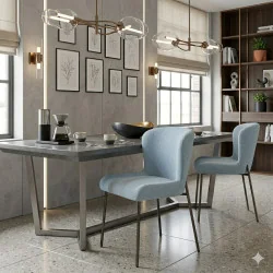 Chair Glam Brass Frame by Sanne Protin with boucle fabric 50x61x81cm