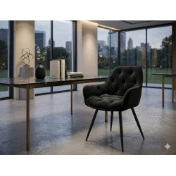 Καρέκλα με μπράτσα Cherry σε μαύρο βελούδο 57 x 58 x 87cm