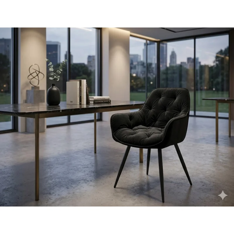 Chair with armrests Cherry with black velvet 57 x 58 x 87cm