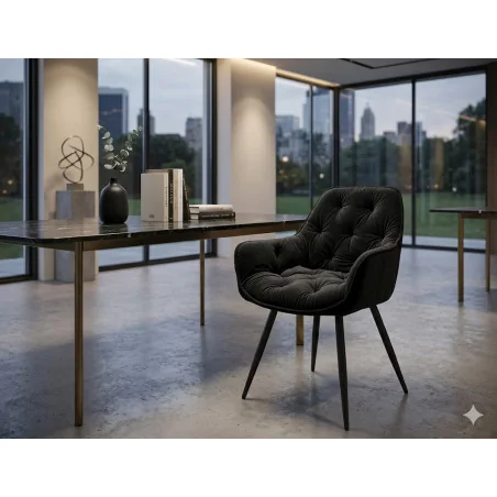 Chair with armrests Cherry with black velvet 57 x 58 x 87cm