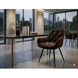 Καρέκλα με μπράτσα Cherry σε καφέ βελούδο 57 x 58 x 87cm