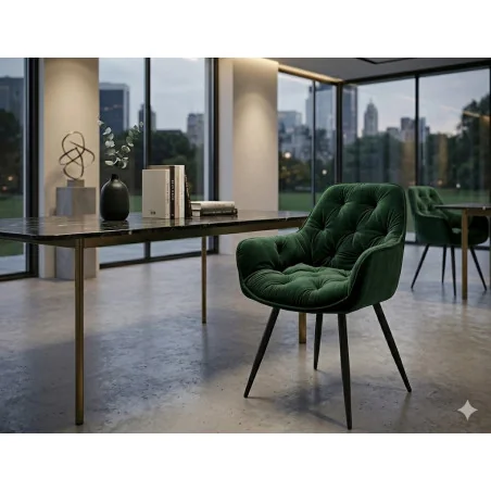 Chair with armrests Cherry with dark green velvet 57 x 58 x 87cm