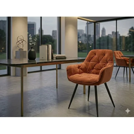 Chair with armrests Cherry with rust color velvet 57 x 58 x 87cm