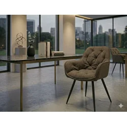Καρέκλα με μπράτσα Cherry με ύφασμα καφέ 57 x 58 x 87cm