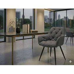 Καρέκλα με μπράτσα Cherry με ύφασμα σκούρο γκρι 57 x 58 x 87cm