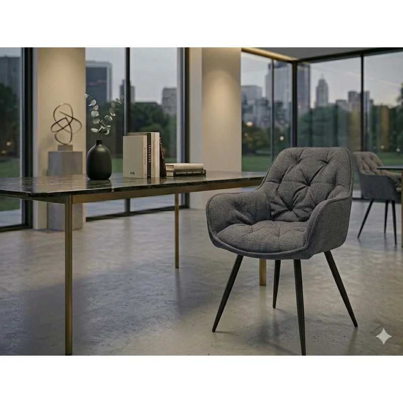 Καρέκλα με μπράτσα Cherry με ύφασμα σκούρο γκρι 57 x 58 x 87cm