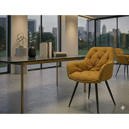 Chair with armrests Cherry with goldish color fabric 57 x 58 x 87cm