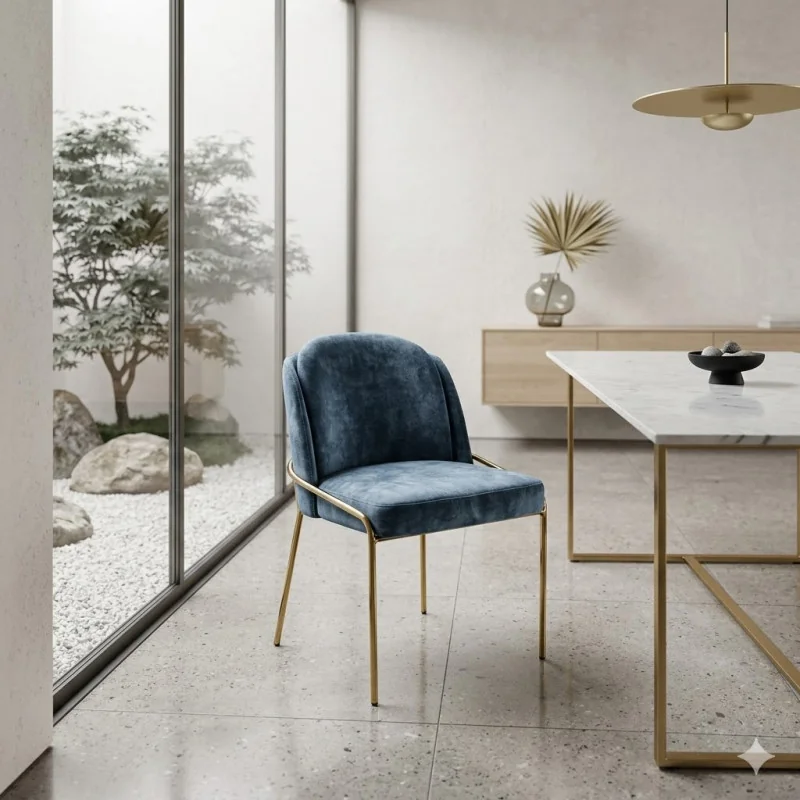 Chair Aster Gold frame with fabric of your choice 56 x 52 x 82cm