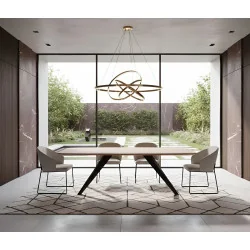 Dining table Calipso solid oak-walnut barel shape 180 up to 300cm long