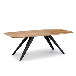 Dining table Calipso solid oak-walnut barel shape 180 up to 300cm long