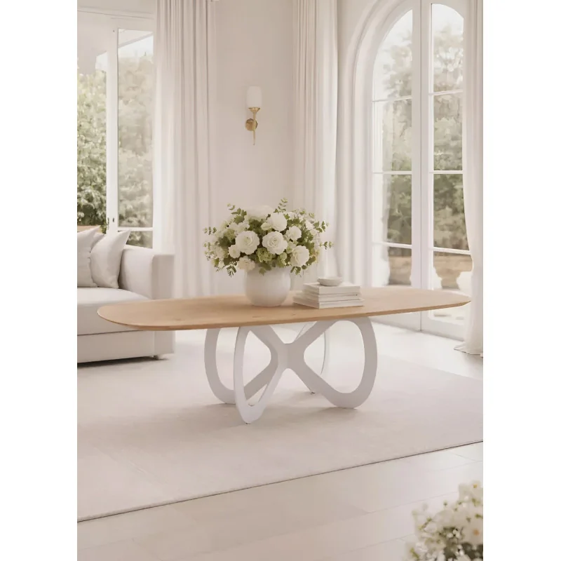 Dining table Endless solid oak wood barel shape 200cm up to 300cm long