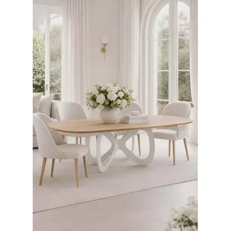 Dining table Endless solid oak wood barel shape 200cm up to 300cm long