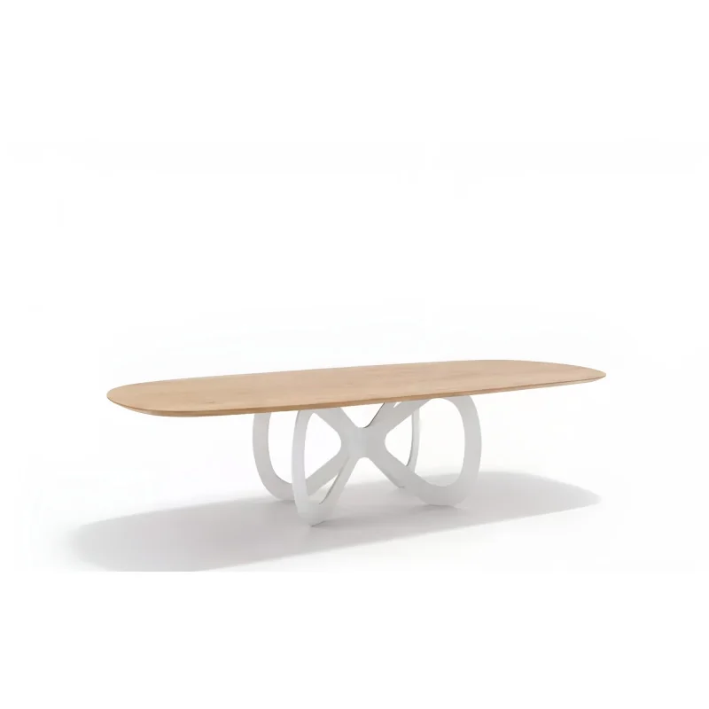 Dining table Endless solid oak wood barel shape 200cm up to 300cm long