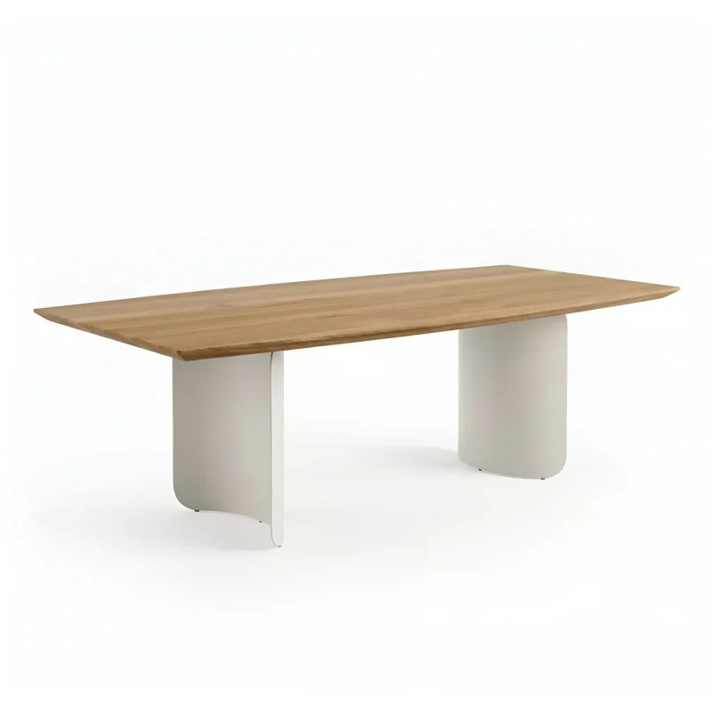 Dining table Sole solid oak-walnut barel shape 180 up to 300cm long