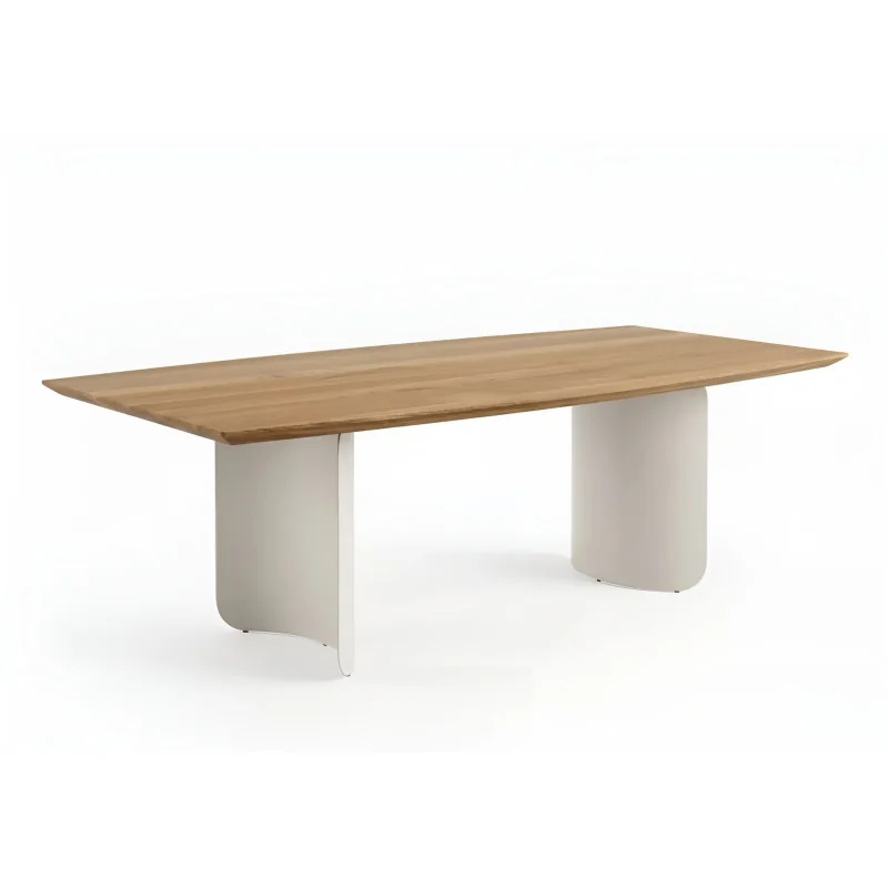 Dining table Sole solid oak-walnut barel shape 180 up to 300cm long
