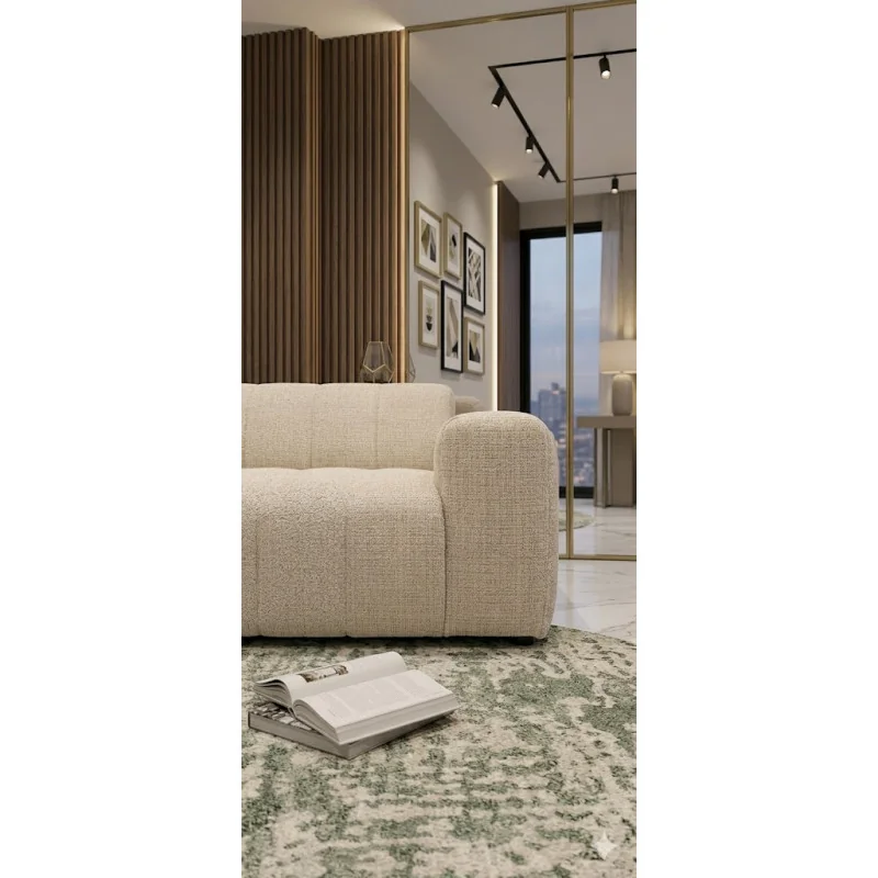 Corner Sofa modular Muto Quilted Curved 75° rounded open end 350x230cm
