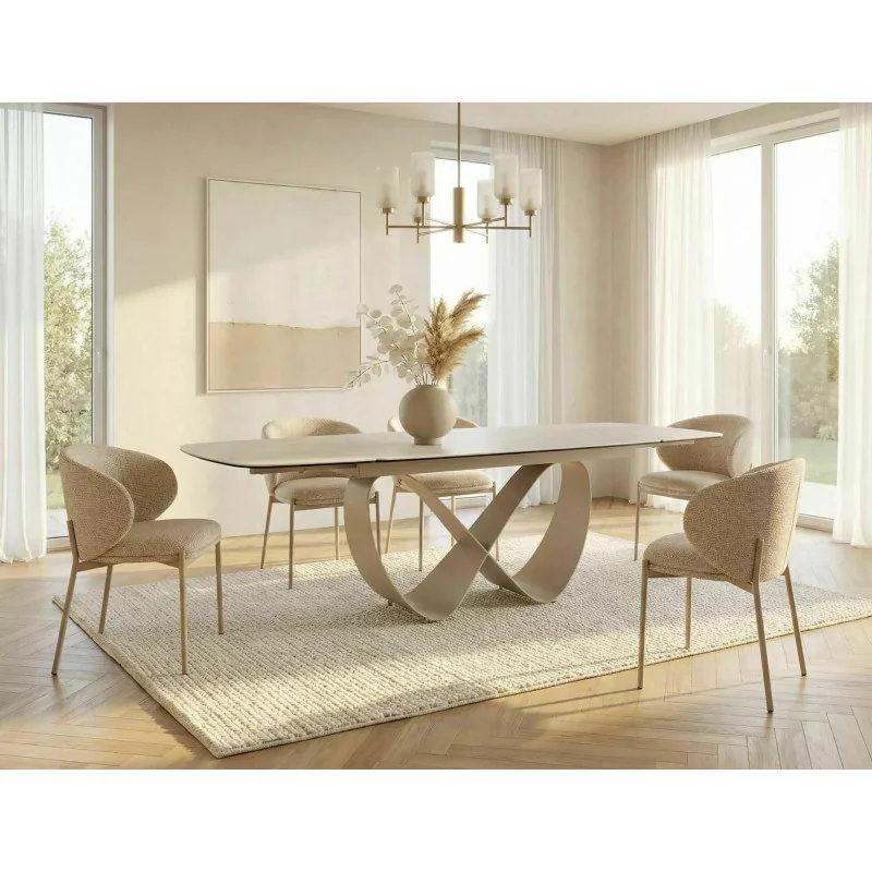 Extendable dining table Infinity Beige ceramic top 160(200/240)x95cm