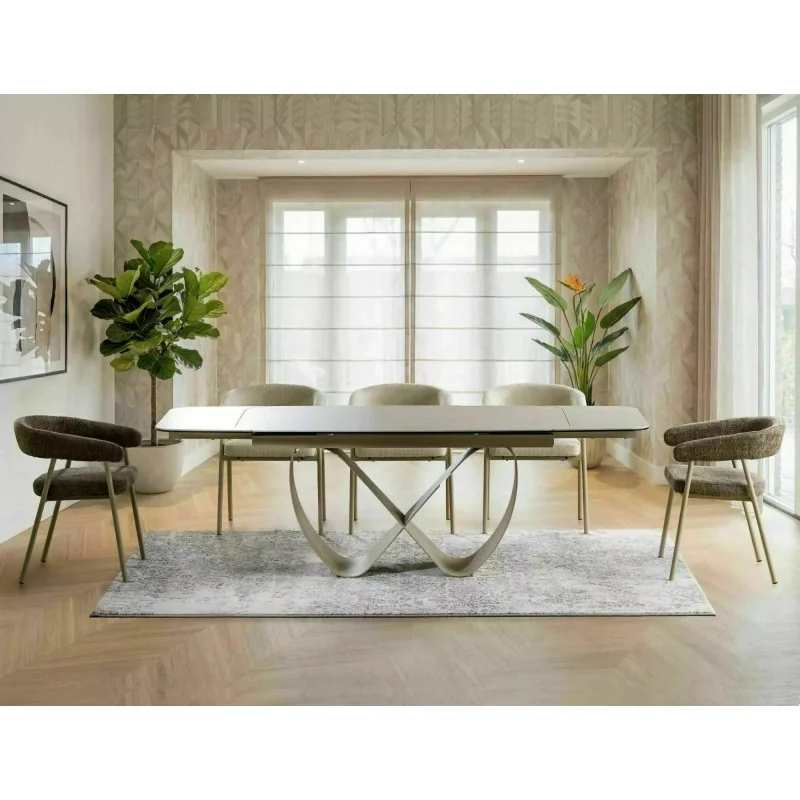 Extendable dining table Infinity Beige ceramic top 160(200/240)x95cm