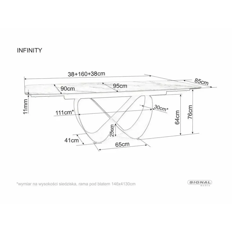 Extendable dining table Infinity Glossy ceramic top 160(200/240)x95cm
