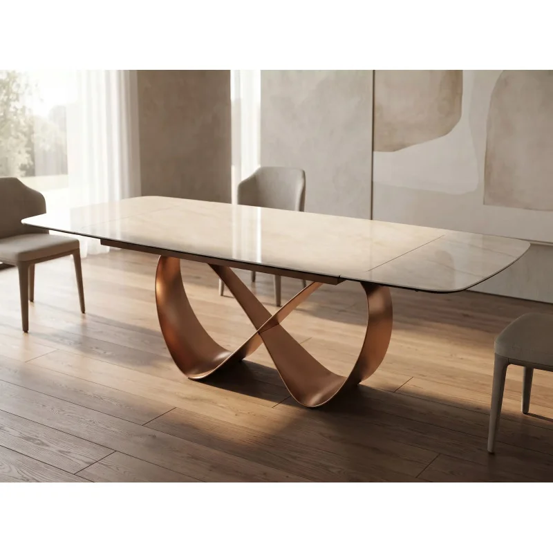 Extendable dining table Infinity TajMahal ceramic top 160(200/240)x95