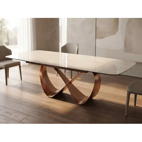Extendable dining table Infinity TajMahal ceramic top 160(200/240)x95