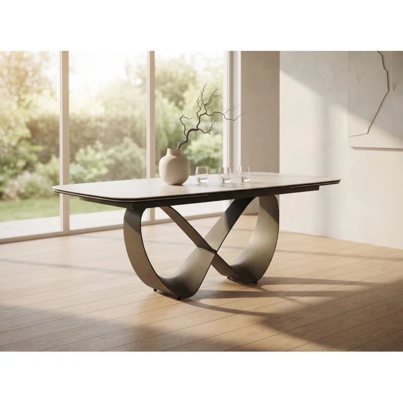 Extendable dining table Infinity TajMahal ceramic top 160(200/240)x95