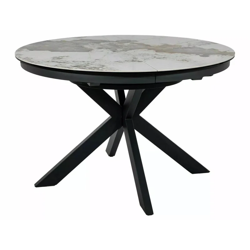 Extendable Round Dining Table Porto ceramic top Pandoro ⌀120(160)x120