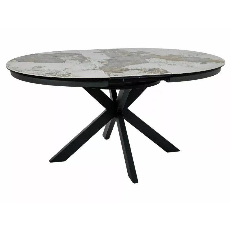 Extendable Round Dining Table Porto ceramic top Pandoro ⌀120(160)x120