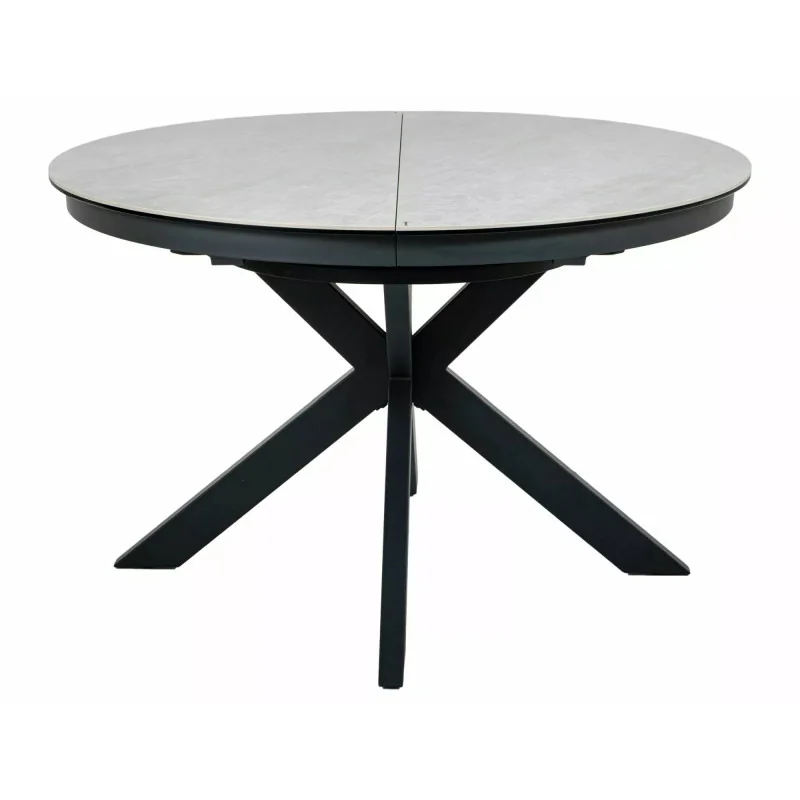 Extendable Round Dining Table Porto ceramic top TajMahal ⌀120-160x120